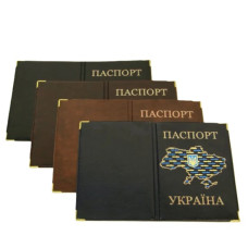 Обкладинка на паспорт шкірзам з мапою України, мікс кольорів