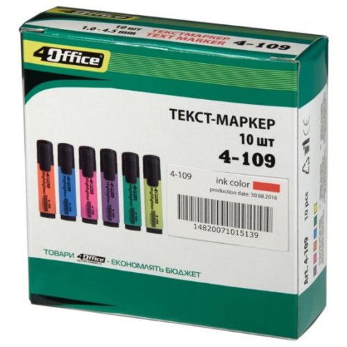 Маркер текстовий скошений 4Office, блакитний