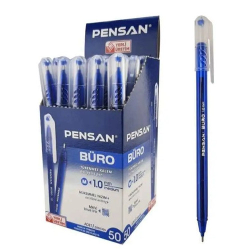 Ручки масляні Pensan Buro Pen, 1,0 мм, сині, 50 штук