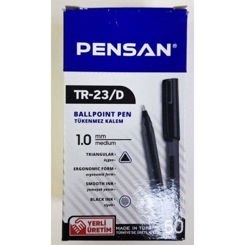 Ручки масляні Pensan TR-23/D, 1,0 мм, чорні, 50 штук