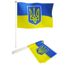 Прапорець "УКРАЇНА ГЕРБ" зі штоком, нейлон, 14 х 21 см