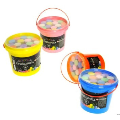 Крейда кольорова кругла товста у відрі Danko Toys, 16 штук