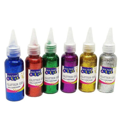 Клей з блискітками Sultani Glitter Glue, 40 мл, 6 кольорів
