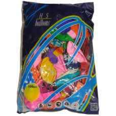 Набір повітряних кульок Мікс малюнків 26 см HS Balloons, мікс кольорів, 100 шт
