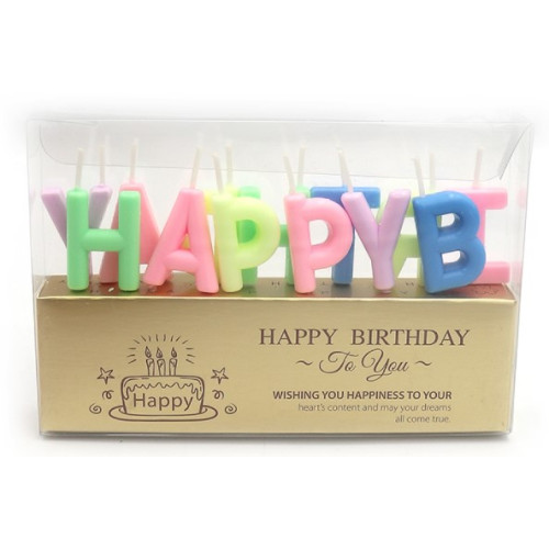 Набір свічок-букв для торта "Happy birthday", мікс кольорів