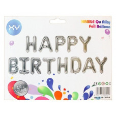Набір повітряних кульок Happy Birthday, срібло, 40 см, 13 шт