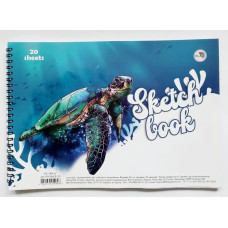 Скетчбук для ескізів бічна пружина, 200 г/м2, А4, 20 аркушів