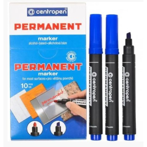 Маркер перманентний скошений Centropen, 2,5 мм, синій