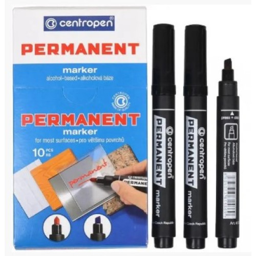Маркер перманентний скошений Centropen, 2,5 мм, чорний