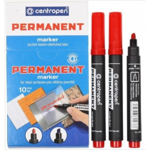 Маркер перманентний скошений Centropen, 2,5 мм, червоний