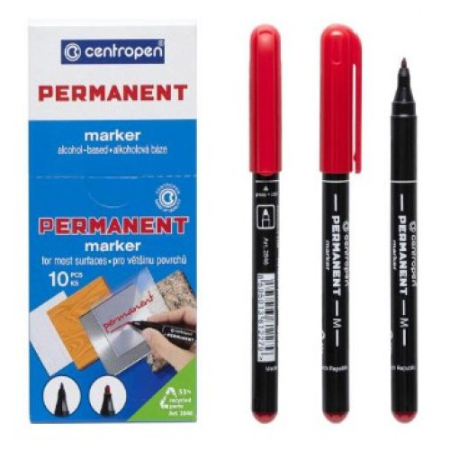 Маркер перманентний круглий Centropen, 1 мм, червоний