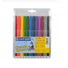 Фломастери на водній основі Washable Centropen, 12 кольорів