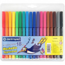 Фломастери на водній основі Washable Centropen, 18 кольорів