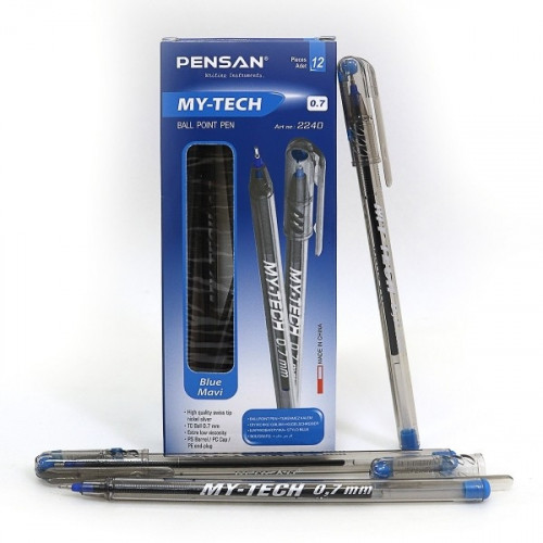 Ручки масляні My Tech Pensan оригінал, 0,7 мм, сині, 25 штук