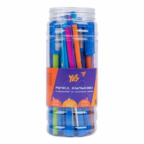 Ручки масляні Triangular Yes, 0,7 мм, сині, 25 штук