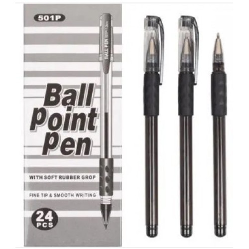 Ручки кулькові Ball Point Pen Tianjiao, оригінал, 1 мм, чорні, 24 штуки